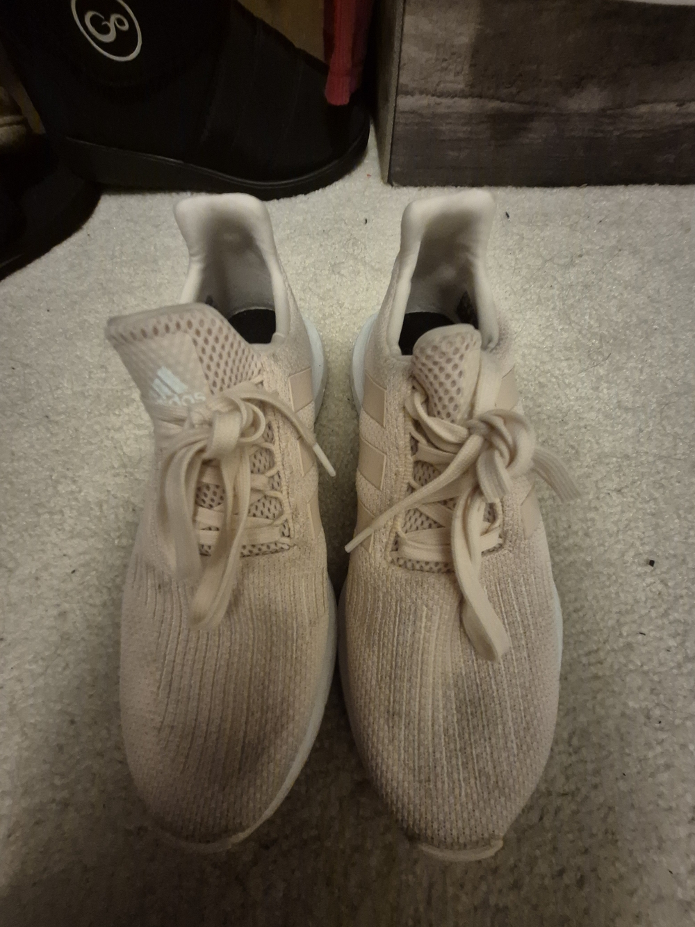 adidas Kids Beige Knit Lace-Up Sneakers